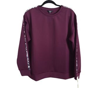 Nicole Miller Sport Scuba Animal Print Striped Sleeve Crewneck Sweatshirt XL